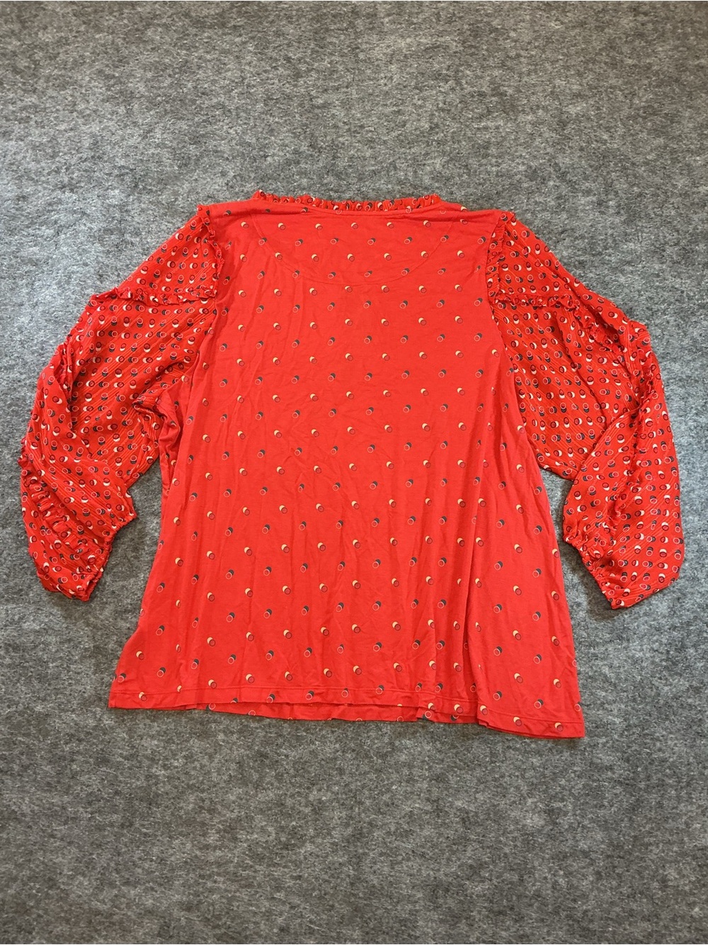 Maeve Red Peasant Blouse with Tie Neck Size 3X - Picture 4 of 4
